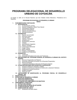 Programa Delegacional De Desarrollo Urbano De Coyoacán