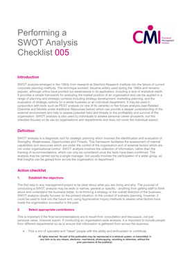 Performing a SWOT Analysis Checklist 005