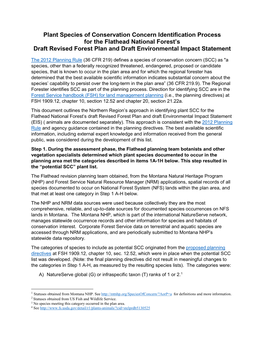Plant Species of Conservation Concern Identification Process for the Flathead National Forest's Draft Revised Forest Plan