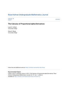 The Calculus of Proportional Alpha-Derivatives