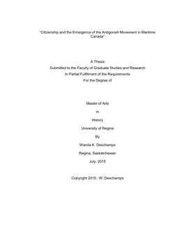 “Citizenship and the Emergence of the Antigonish Movement in Maritime Canada”