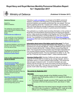 RN/RM Service Monthly Personnel Situation Report: September 2017