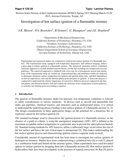 Investigation of Hot Surface Ignition of a Flammable Mixture