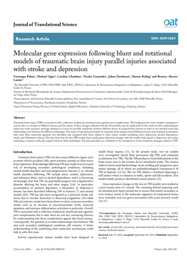 Molecular Gene Expression Following Blunt and Rotational Models Of