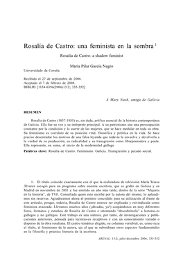 Rosalía De Castro: Una Feminista En La Sombra 1