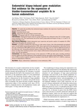 Endometrial Biopsy-Induced Gene Modulation: ﬁrst Evidence for the Expression of Bladder-Transmembranal Uroplakin Ib in Human Endometrium