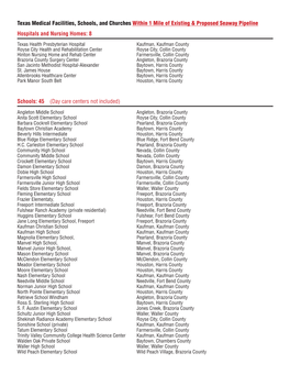 Texas Medical Facilities, Schools, and Churches Within 1 Mile of Existing & Proposed Seaway Pipeline Hospitals and Nursing H