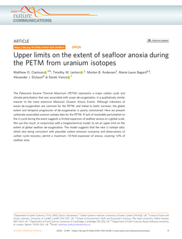 Upper Limits on the Extent of Seafloor Anoxia During the PETM From