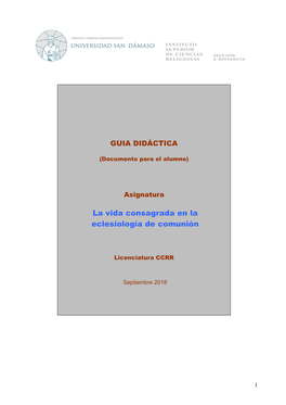 La Vida Consagrada En La Eclesiología De Comunión