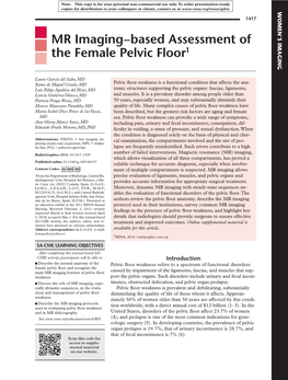 MR Imaging–Based Assessment of the Female Pelvic Floor1