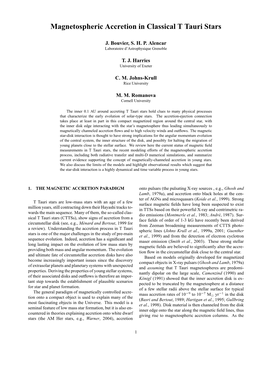 Magnetospheric Accretion in Classical T Tauri Stars