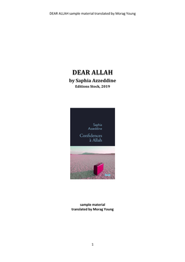 DEAR ALLAH Sample Material Translated by Morag Young