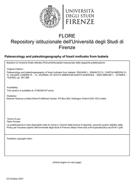 Paleoecology and Paleobiogeography of Fossil Mollusks from Isla Isabela (Gala´Pagos, Ecuador)