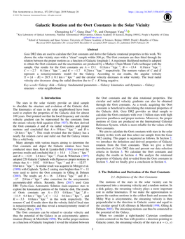 Galactic Rotation and the Oort Constants in the Solar Vicinity