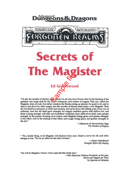 Secrets of the Magister