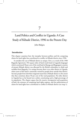 Land Politics and Conflict in Uganda: a Case Study of Kibaale District, 1996 to the Present Day