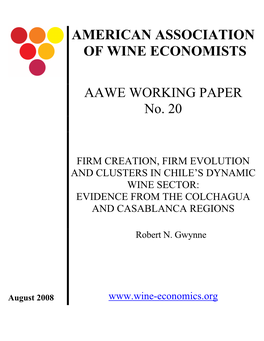 Firm Creation, Firm Evolution and Clusters in Chile's Dynamic Wine