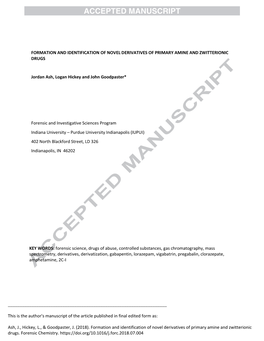 Formation and Identification of Novel Derivatives of Primary Amine and Zwitterionic Drugs