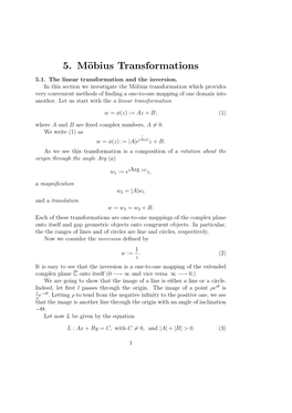 5. Möbius Transformations