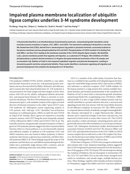 Impaired Plasma Membrane Localization of Ubiquitin Ligase Complex Underlies 3-M Syndrome Development