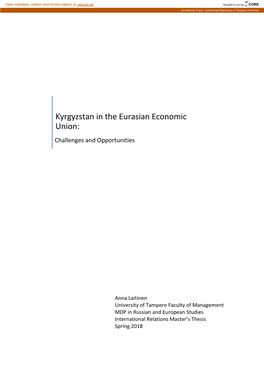 Kyrgyzstan in the Eurasian Economic Union
