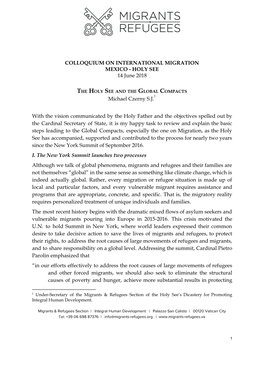 COLLOQUIUM on INTERNATIONAL MIGRATION MEXICO - HOLY SEE 14 June 2018