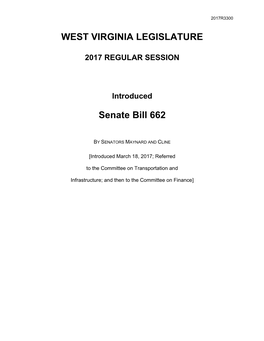 WEST VIRGINIA LEGISLATURE Senate Bill