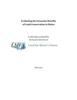 Evaluating the Economic Benefits of Land Conservation in Maine