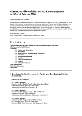 Kommunal-Newsletter Der AG Kommunalpolitik Nr. 37 – 14