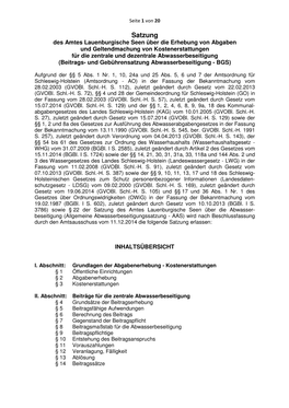 Abwasserbeseitigung (Beitrags- Und Gebührensatzung Abwasserbeseitigung - BGS)