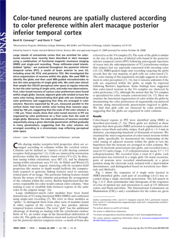 Color-Tuned Neurons Are Spatially Clustered According to Color Preference Within Alert Macaque Posterior Inferior Temporal Cortex