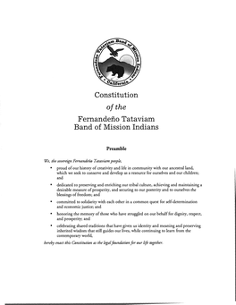 Constitution of the Fernandeno Tataviam Band of Mission Indians