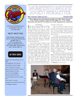 Sacramento Ragtime Society Newsletter