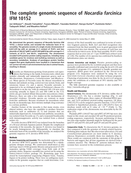 The Complete Genomic Sequence of Nocardia Farcinica IFM 10152