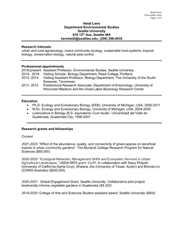 Heidi Liere Department Environmental Studies Seattle University 910 12Th Ave, Seattle WA Liereheidi@Seattleu.Edu; (206) 296-4035