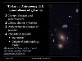 Today in Astronomy 142: Associations of Galaxies