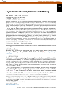 Object-Oriented Recovery for Non-Volatile Memory