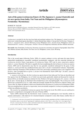 Ants of the Genus Lordomyrma Emery (2) the Japanese L