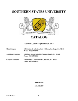 Southern States University Catalog