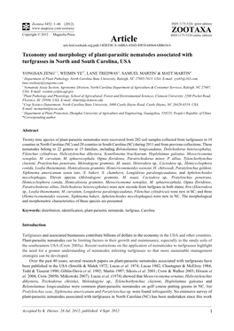 Taxonomy and Morphology of Plant-Parasitic Nematodes Associated with Turfgrasses in North and South Carolina, USA