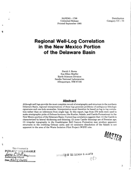 Regional Well-Log Correlation in the New Mexico Portion of the Delaware Basin