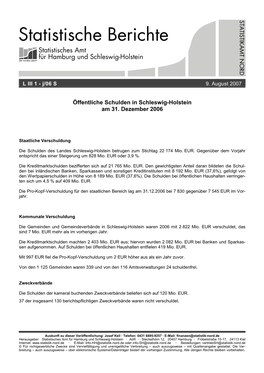 Statistische Berichte Statistisches Amt Für Hamburg Und Schleswig-Holstein