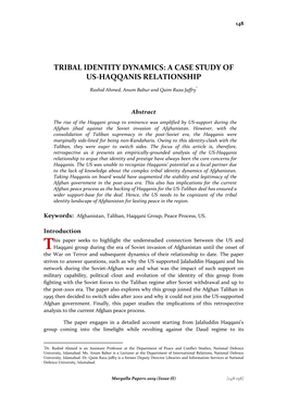 Tribal Identity Dynamics: a Case Study of Us-Haqqanis Relationship