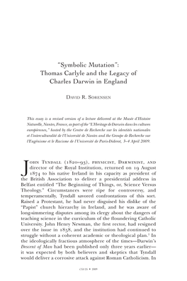 “Symbolic Mutation”: Thomas Carlyle and the Legacy of Charles Darwin in England