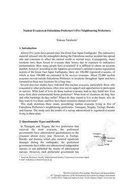 Nuclear Evacuees in Fukushima Prefecture's Neighbouring Prefectures