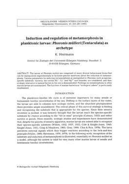 Induction and Regulation of Metamorphosis in Planktonic Larvae: <Emphasis Type=