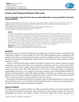 Invasion of the Neotropical and Nearctic Fishes to Iran
