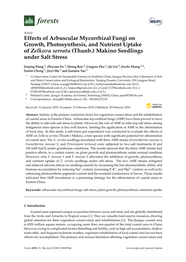 Effects of Arbuscular Mycorrhizal Fungi on Growth, Photosynthesis, and Nutrient Uptake of Zelkova Serrata (Thunb.) Makino Seedlings Under Salt Stress