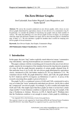 On Zero Divisor Graphs