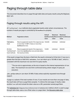 Paging Through Table Data | Bigquery | Google Cloud